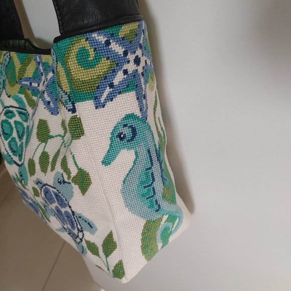 Sea Turtle Starfish Cross Stitch Purse shoulder Bag - Picture 5 of 16